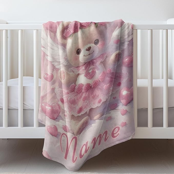 Ship Next Day, Custom Name Blanket - Printed in USA, Personalized Baby Blankets for Girls, Baby Blanket with Name, Ultra-Soft Cozy Fleece Blankets, Gifts for Boys & Girls Kids Teen Girl New Mom