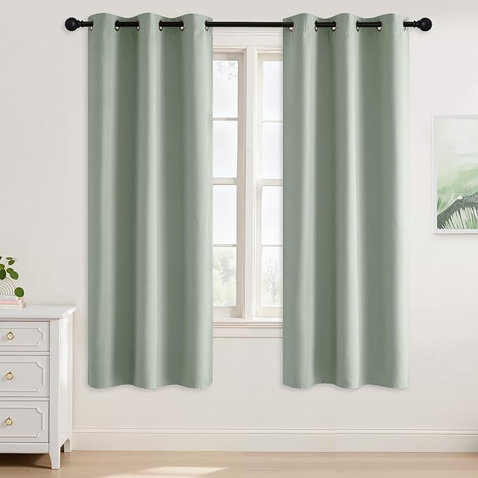 NICETOWN Sage Green Room Darkening Curtains 72 Inches Long 2 Panels for Living Room, Bedroom, Nursery Summer Thermal Insulated Blackout Drapes Grommet Noise Reducing Window Treatment, W40