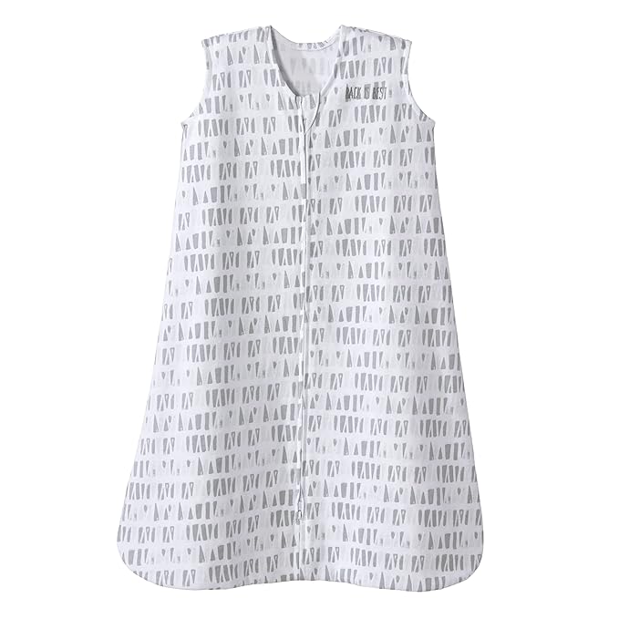 HALO SleepSack, 100% Cotton Wearable Blanket, Swaddle Transition Sleeping Bag, TOG 0.5, Squares and Triangles, Grey, X-Large, 18-24 Months