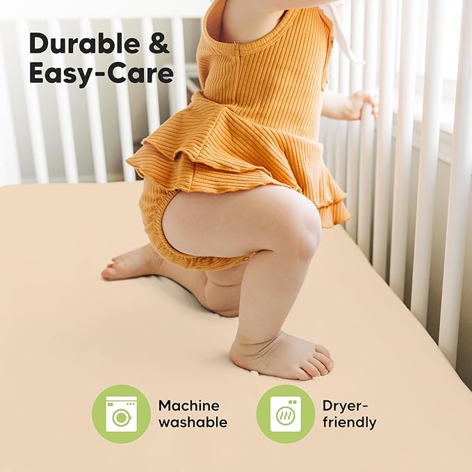 KeaBabies 2-Pack Baby Crib Sheets for Boys, Girls - 52x28 Viscose Derived from Bamboo Toddler Bed Sheets Neutral, Fitted Crib Mattress Cover for Standard Baby Bedding, Soft & Cozy (Rust)