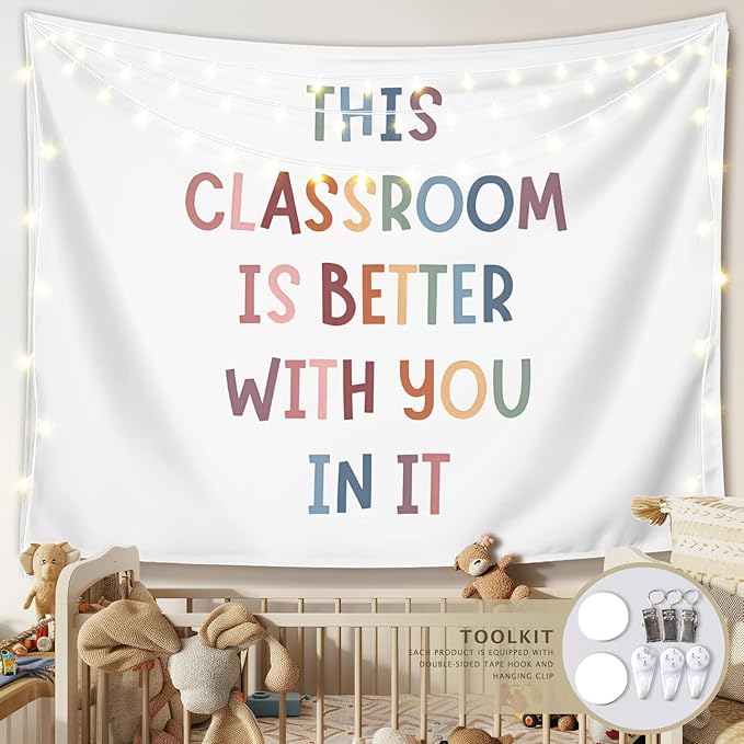LIANGW Classroom Decor Kids Tapestry, Boho Classroom Decorations, Kids Affirmations Nursery Wall Art, 50x60 inches