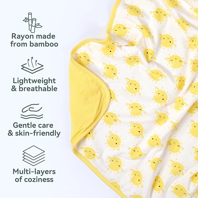 Supersoft Baby Blankets for Girls Boys, Rayon Made from Bamboo Baby Quilt - Breathable & Hypoallergenic Blanket for Bedding Crib Stroller 30"x40" (Yellow Planet)