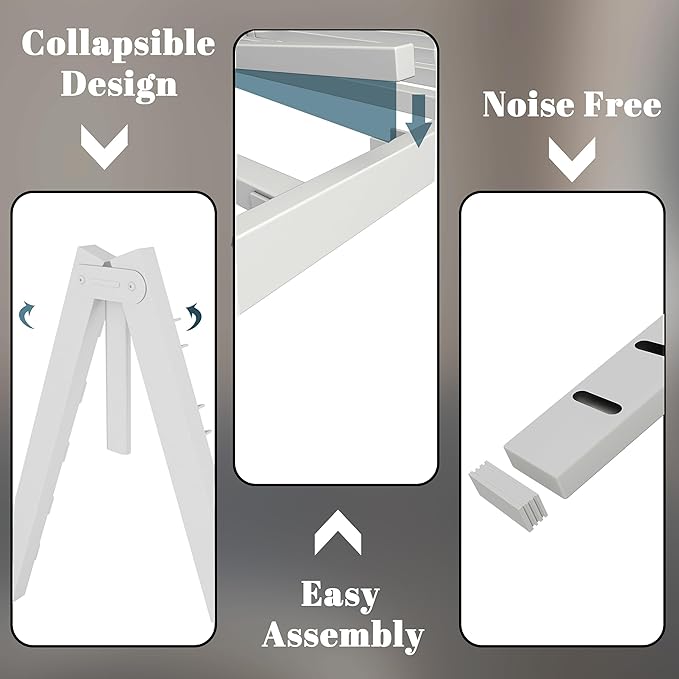 Queen Bed Frame 6 Inch White, Metal Bed Frame Queen Size with Gaskets, No Box Spring Need, Heavy Duty Steel Platform Support, Round Corner Design, Noiseless, Easy Assembly