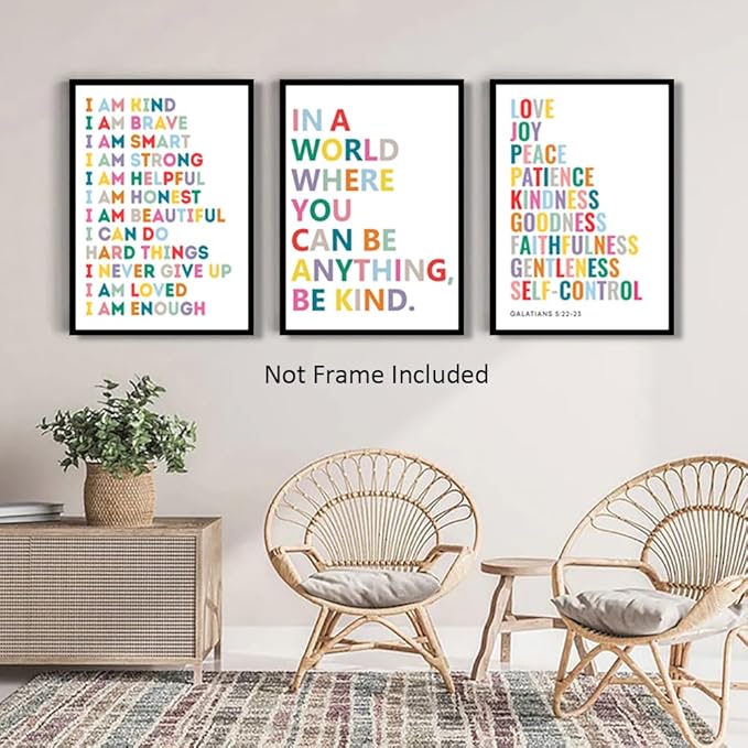 LUHDFYS Kid Affirmations Encourage Poster and Prints Colorful Wall Art Kids Bedroom Sign Nursery Playroom Canvas Wall Art Decor Unframed(16X24Inch Unframed)