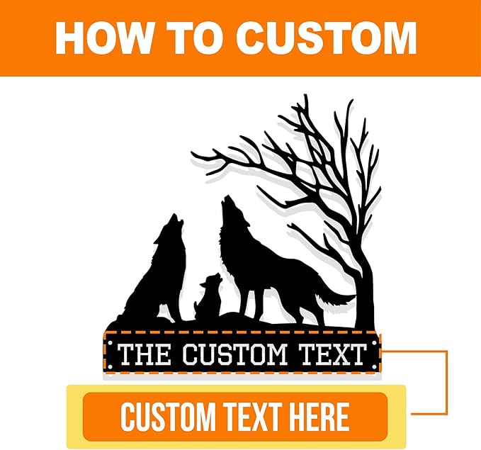 Custom Wolves Metal Sign, Personalized Metal Wall Art, Family Name Sign, Porch Sign, Room Decor, Cabin Decor, Birthday Gift for Nature/Wolves Lover