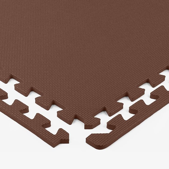 Flooring Inc's 1/2" Soft Non-Toxic Baby Play Mat, Toddler Playmat, Colorful Puzzle PlayMat, Floor Mats for Kids & Babies, EVA Foam Interlocking Tiles for Nursery & Playroom | Brown, 4 Tiles, 16 Sq/Ft