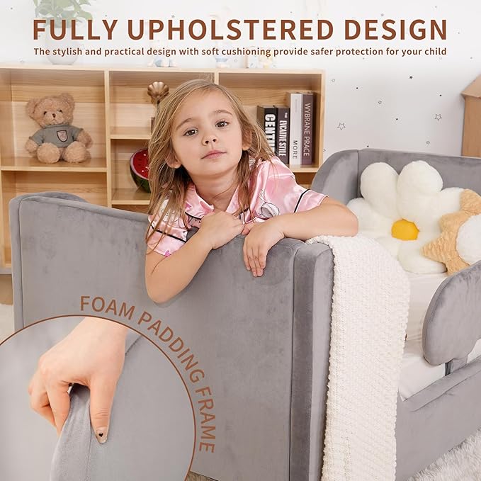 DoCred Toddler Bed - Toddler Floor Bed Frame with Removable Guard Rails, Kids Beds for Ages 2-7 Years, Kid Beds for Girls and Boys, Standard Crib Size(Mattress Not Included)
