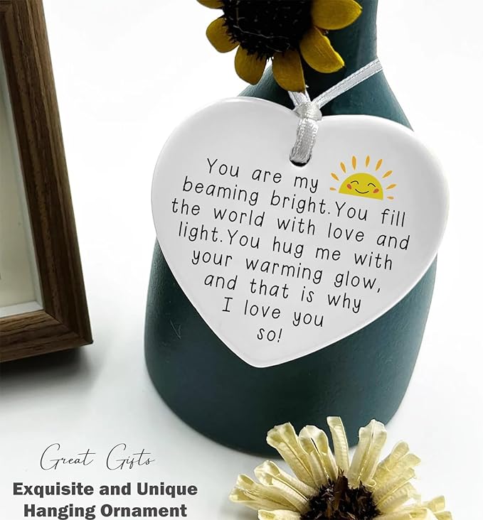 Heart Shaped Christmas Ornament-Mother’s Day Teacher Appreciation Gift-Thank You Present for Mentor Educator Instructor Mom Ceramic Keepsake Decor