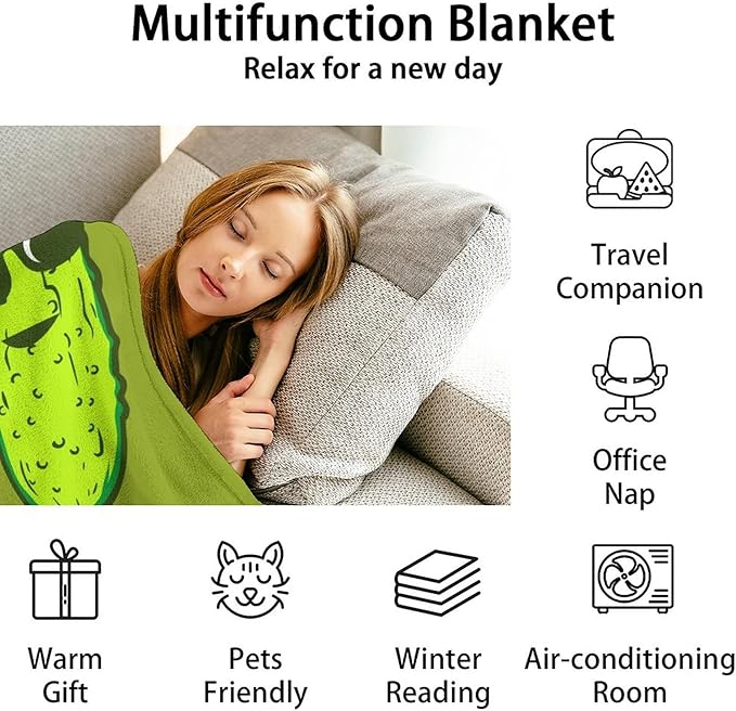 Custom Pickle Throw Blanket for Baby - 30x40 Inches Lap Size - Soft Fluffy Cozy Blankets Gift - Green Funny Blanket Throws for Couch, Work