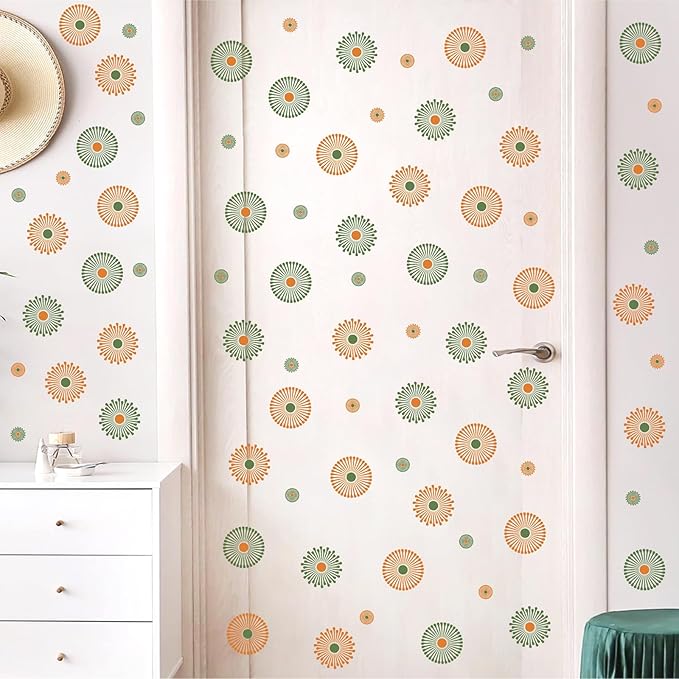 Boho Sun Wall Stickers Small Sunshine Wall Stickers Vintage Sun Wall Decals Peel and Stick Suns Pattern Stickers Cute Bohemian Sun Decals for Kids Room Nursery Bedroom Playroom Decor