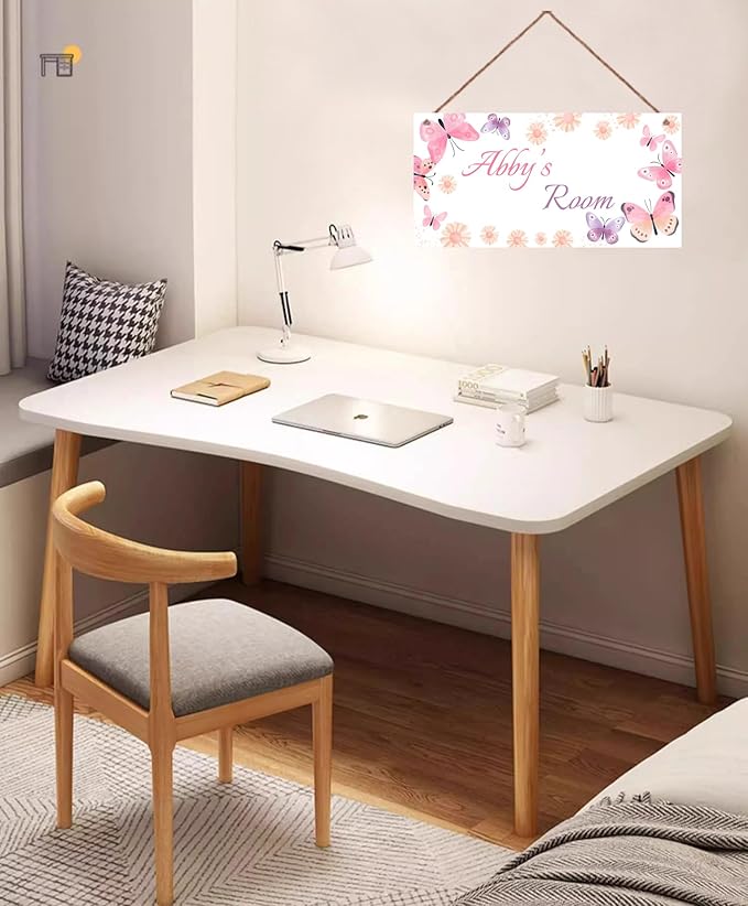 Personalized Sign Cute Butterfly Sign Fantasy Art Décor For Kids Room Custom Name Door Wall Decor, Flower Floral Nursery Art Girls Room Baby Boys Bedroom