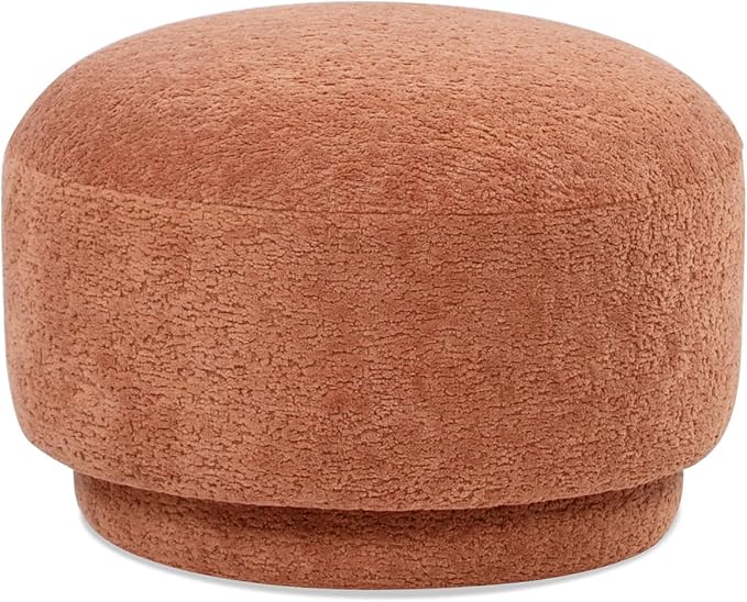 Jennifer Taylor Home Fuji 15" Mushroom Footstool Ottoman in Spice Orange Fleeced Teddy