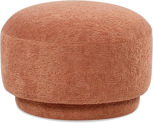 Jennifer Taylor Home Fuji 15" Mushroom Footstool Ottoman in Spice Orange Fleeced Teddy