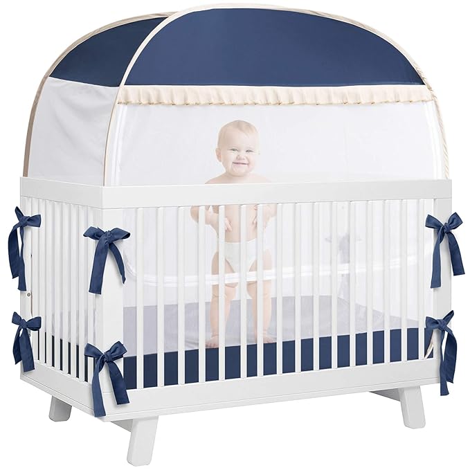 Safety Crib Tent,Safety Pop Up Tent for Baby Crib,Crib Tent Cover to Keep Baby from Climbing Out and Mosquito bite