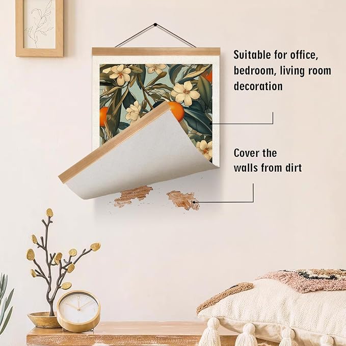 ZTGDA Farmhouse Orange Wall Art,Vintage Botanical Fruit Poster, French Style Citrus Wall Decor, Linen Canvas Hanging Poster for Kitchen, Dining Room, or Cafe Decor(Orange)