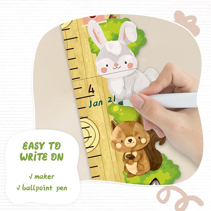 Personalized Name Wooden Growth Chart for Wall - Forest Animal Stack Size Height Chart for Kids, Growth Measuring Board and Kids Height Wall Chart, Children Playroom Decor