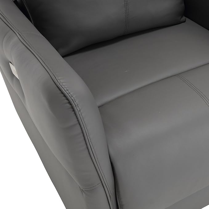 MINCETA Power Recliner Chairs,Modern Upholstered 270 Swivel Nursery Rocker Glider Recliner for Living Room,Set of 2,PU Leather in Gray