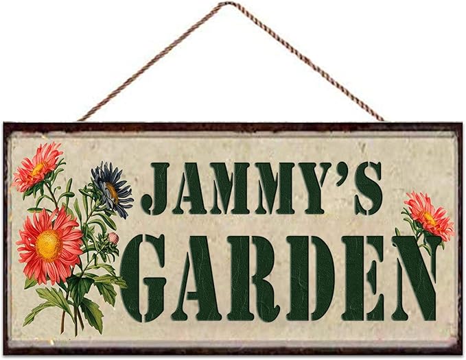 Personalized Garden Flower Rustic Custom Name Decor Signs Customized Decorations Vintage Wall Art Wooden Plaque Plant Gardening Decor Sign