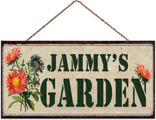 Personalized Garden Flower Rustic Custom Name Decor Signs Customized Decorations Vintage Wall Art Wooden Plaque Plant Gardening Decor Sign