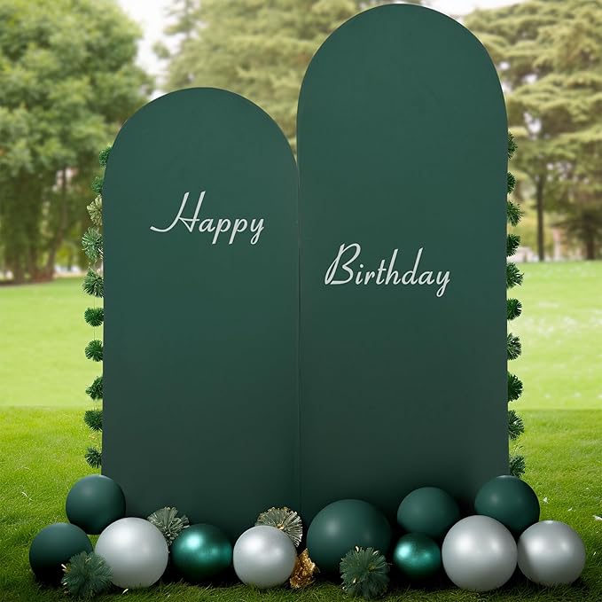 7.2FT Hunter Green Arch Backdrop Cover, Spandex Fitted Wedding Arch Stand Covers 2-Sided Round Top Chiara Arch Backdrop Cover for Wedding Ceremony Birthday Party Baby Shower Banquet Decoration