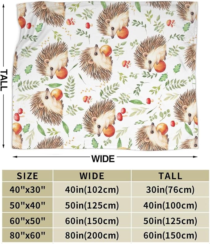 Hedgehog Blanket Cute Animal Throw Blanket Flannel Stuff Merch Cozy Decor Fleece Plush Fuzzy Warm Soft Lightweight Bedding Gifts for Hedgehog Lover Women Men Girl Boy Couch 50"X40"
