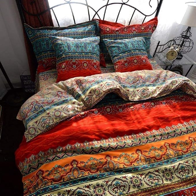 Dodou Boho Style Bedding Set Boho Duvet Cover Set Bohemian Bedding Set 3psc (Full)