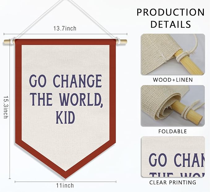 Vintage Motivational Kids Room Playroom Decor Banner, Inspirational Wall Art Decor for Nursery Toddler Kids Play Room Classroom Decorations Hanging Pennant Flag, 15x11in