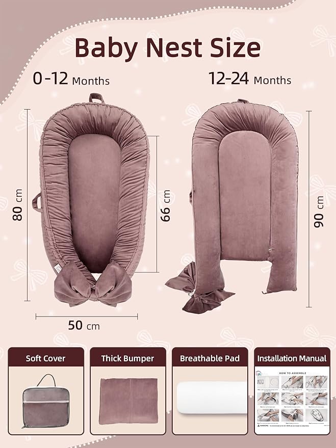 Baby Lounger, Infant Lounger for Newborn,Portable Baby Nest Cover Breathable & Soft, Newborn Essentials