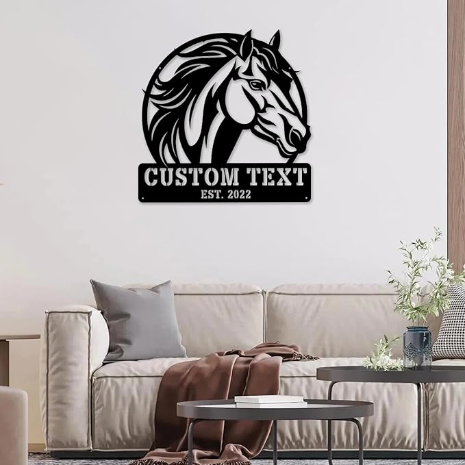 Personalized Horse Head Metal Sign – Custom Name & Established Date Rustic Farmhouse & Home Decor, Handcrafted Wall Art