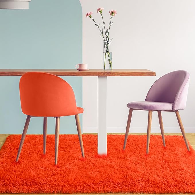 Merelax Fluffy Rug Shaggy Area Rug, Orange Red 2x4 Small Rugs for Fireplace Holiday Dearations, Mini Fuzzy Plush Kids Bedside Rug, Soft Non-Slip Entryway Throw Rugs Shag Catpet for Living Room
