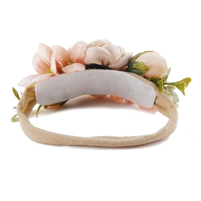 Baby Girl Floral Headband Nylon Flower Crown Elastic Hairband 3pcs Hair Accessories Gift for Girls，stretchy size 3pcs/set