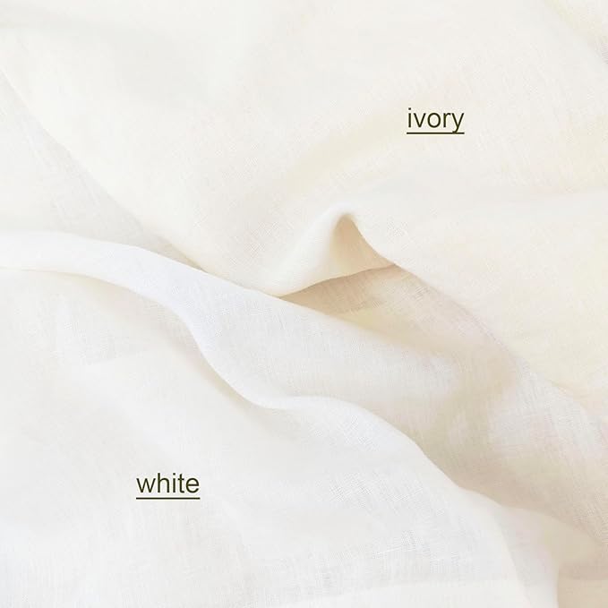 Ruffles Linen Pillowcase. Pure Flax Pillow Sham 100% French Linen Ruffled Pillow Cover, Standard, Queen, King Size 1 PCS (Twin, Ivory)
