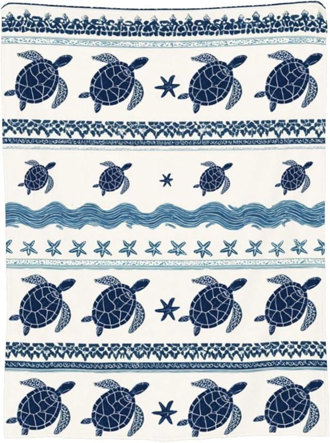 Sea Turtle Blanket Ocean Turtle Plush Fleece Throw Blanket Soft Cozy Fuzzy Warm Stuff Bedding Blankets Gifts for Boys Girls Kids Adult Men Women 50"X60"