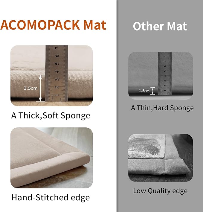 ACOMOPACK Baby Play Mat for Floor,1.3" Thick Memory Foam Area Rug for Living Room,Soft Velvet Crawling with Non-Slip Bottom for Kid,Toddler,59"×71" Tummy Time Nursery Rugs,Yoga（Beige）