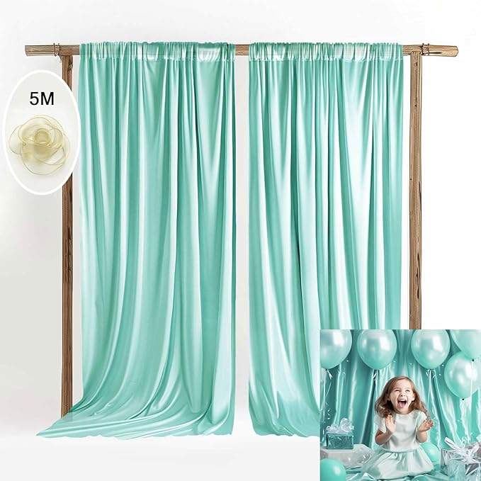 10x10ft Polyester Fabric Robin Egg Blue Photo Curtain Backdrop Robin Egg Blue Wedding Backdrop for Parties Bridal Shower Birthday Photo Photography YUNBSDJ117