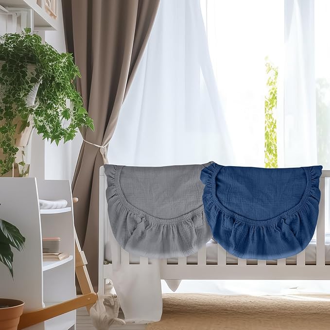 Muslin Bassinet Sheets for Baby Boy Girl,Breathable Baby Bassinet Sheets Fitted for Bassinet,Oval Rectangle,Hourglass,Bassinet Mattress/Pad,Soft Cotton 2 Pack