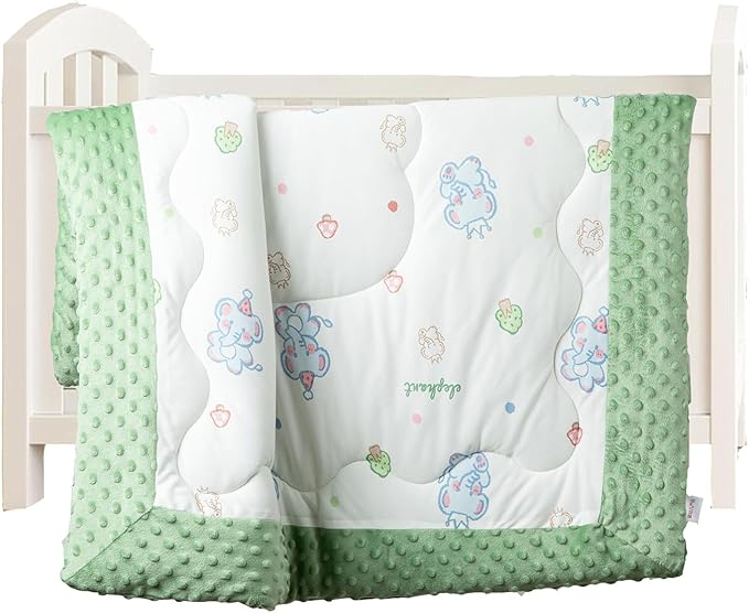 Cuite Pumpkin Infant Baby Crib Comforter for Boys and Girls,Warm Down Alternative Toddler Comforter for Bed,Pack n Play,40x 40 Small Crib Quilt,Thick Baby Quilted Blanket for Daycare with Minky Dots