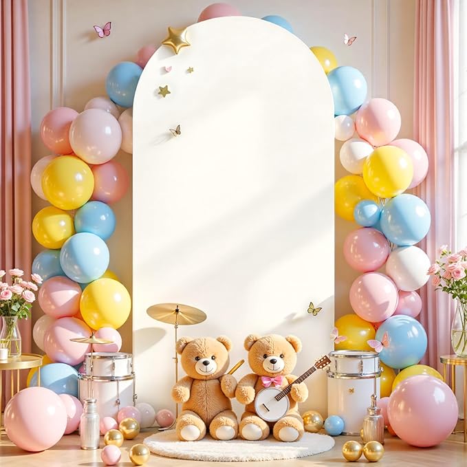 Ivory Arch Cover 6.6FT Spandex Fitted Wedding Arch Stand Covers Round Top Chiara Arch Covers Stretchy Backdrop Cover for Birthday Party Ceremony Banquet Decoration