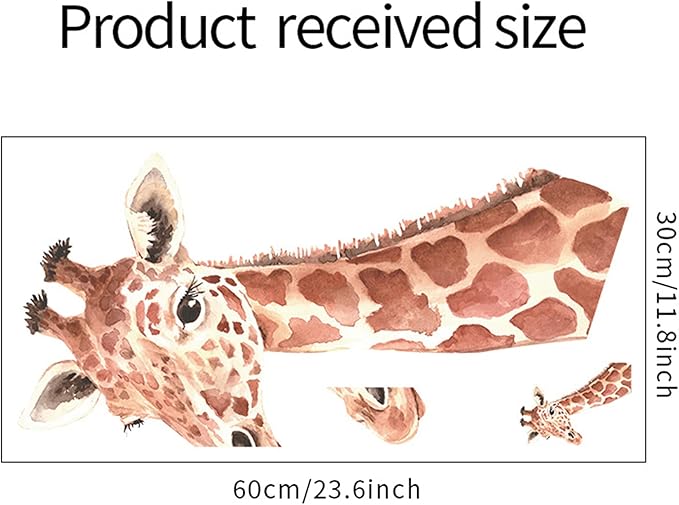 ROFARSO Lifelike Lovely Cute Giraffe Animal Vinyl Wall Stickers Removable Wall Decals Art Decorations Decor for Nursery Baby Bedroom Playroom Living Room Murals