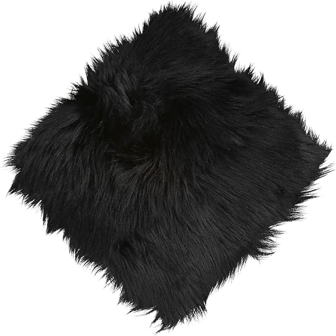 12inch Square Small Faux Fur Sheepskin Cushion Soft Plush Area Rug,Photo Background for Small Product Desktop Photography,Display and Decor,Jewelry,Nail Art,Locker Accessories (Black)