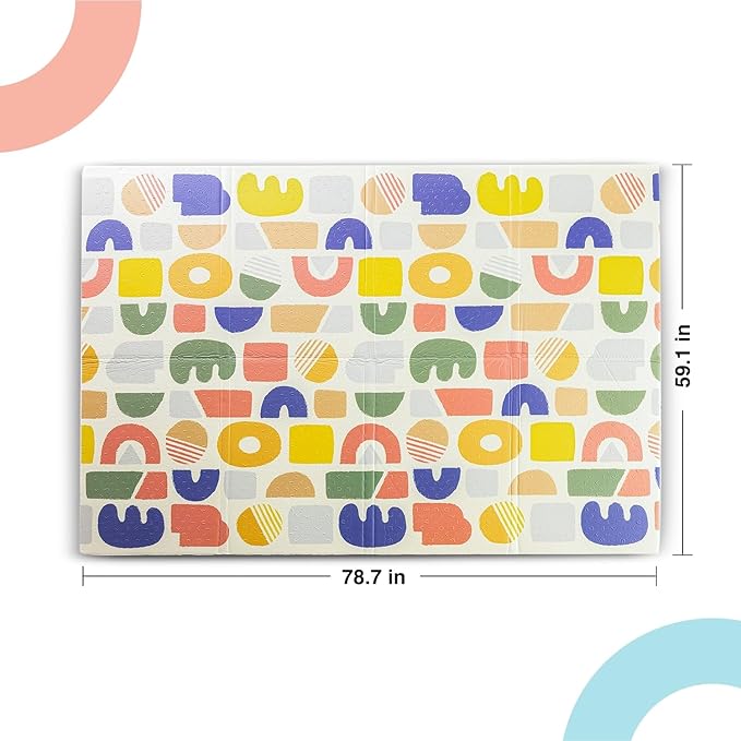 ORIBEL PurePlay Baby Play mat | 79" x 59" | Odour Free | Easy to Clean | Water & Stain-Resistant | Reversible & Foldable | 3 Layer Protection| Scratch Resistant (Happy Palette)