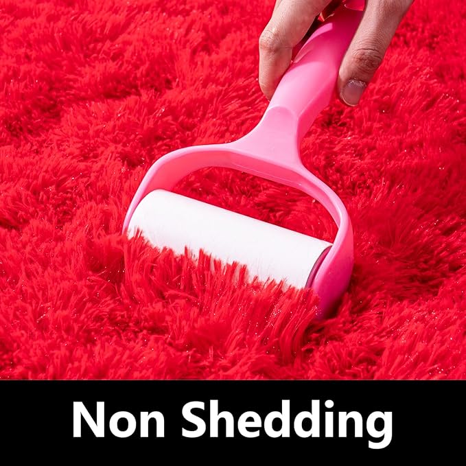Area Rug 6x9 for Living Room Anti Slip - Fluffy Rug for Bedroom Washable - 6 by 9 Carpet Fuzzy Rugs Indoor Red