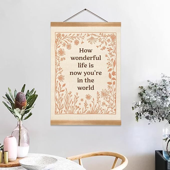 ZTGDA How Wonderful Life is Now Wall Art Decor, Boho Wall Poster,Boho Canvas Hanging Banner Wall Decor for Nursery Playroom Kids Room Home, Office12x16inch
