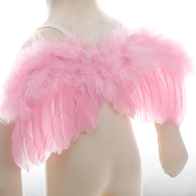 Newborn Baby Angel Wings with Feathers (Pink)