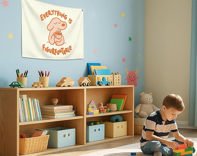 Everything is Figureoutable-Boho Rectangular Banner Flag Pennant Wall Decor Gift for Baby Boy Girl Kids,Nursery Classroom Playroom Reading Room Bedroom Decor Decor-Baby,Shower Birthday Christmas Gift