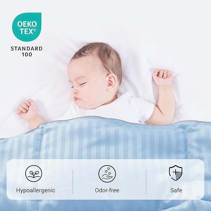 ZPECC Toddler Down Alternative Comforter, 39x47 Hypoallergenic Baby Blanket Quilt, Soft Breathable Lightweight All Season Kids Duvet Insert for Crib Stroller Cot Daycare, Baby Blue