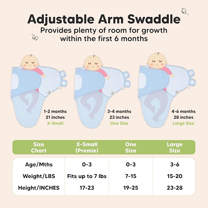 KeaBabies 3-Pack Organic Baby Swaddle Sleep Sacks - Swaddles for Newborns, Infant 0-3 Months, Baby Girls, Boys, Soft & Snug Newborn Sleep Sack, Nursery Swaddling Blankets (Ripple)