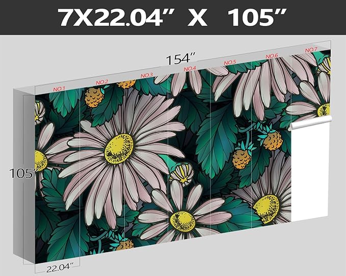 XMPMBM-Sunflower Cartoon Plant Floral Fabric Wallpaper Leaf Botanical Living Room Bedroom Bathroom Nursery Room Wall Mural-W 154" X H 105"（112 Square Foot）