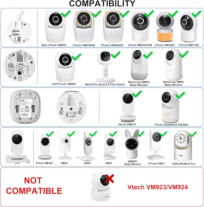 Baby Monitor Floor Stand Mount Compatible with Vtech VM819, Advanced HQ Max, New VM901, RM7764HD, RM5467HD Baby Monitor, Baby Camera Stand Holder with Height Adjustable, Out of Baby Reach, More Safety