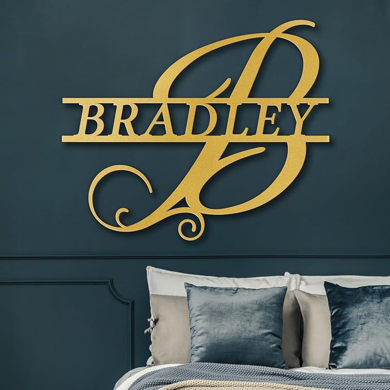 Custom Metal Wall Art Split Letter Monogram Wall Decor Metal Wall Art Last Name Sign Family Name Sign Personalized Wedding Gift Fire Pit Sign Outdoor Decor Cabin Sign